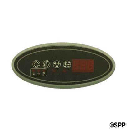 34-0200-R: Spaside Control, REFURBISHED, HydroQuip Eco-2, Oval, 4-Button, LED, Pump1-Blower/Aux-Light-Temp