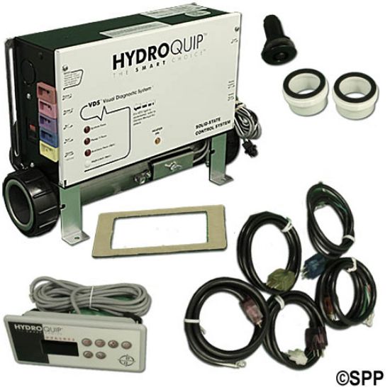 CS6239-US-HC: Control System, (Kit), HydroQuip CS6239, Slide, 240V, 5.5kW, Pump1, Pump2 (1 Spd), Blower, Circ Pump Option, w/Molded Cords, HC GFI & ECO-3 Spaside